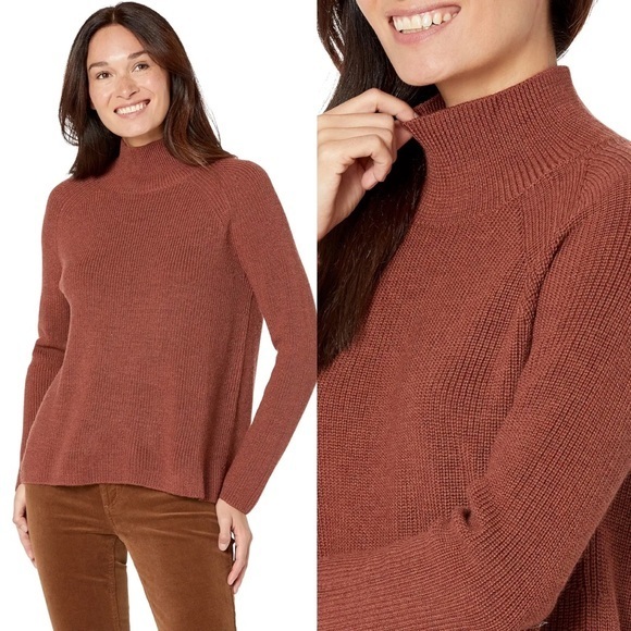 Eileen Fisher Sweaters - Eileen Fisher Extra Fine Merino Wool Sweater Turtleneck Raglan Top Burnt Orange